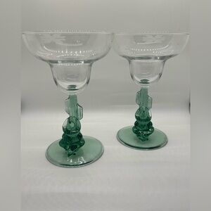 Vintage Luminarc Margarita Glass 7" Mexican Siesta Man Sombrero Saguaro Cactus.